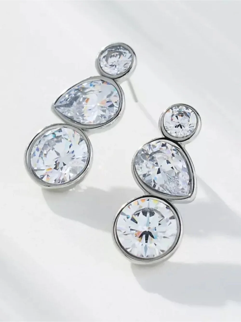 New! Silver Mixed Crystal Drop Earrings (3024) NWOT